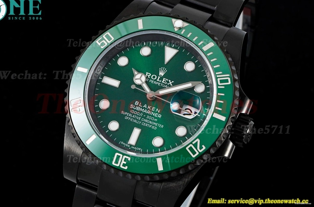 VS3135 SS DLC Green Blaken V6F Dot 40mm Submariner 0407